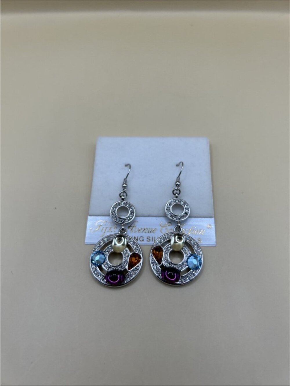 Fifth Avenue Collection silver-tone dangle multi-colored crystals And Beads✅